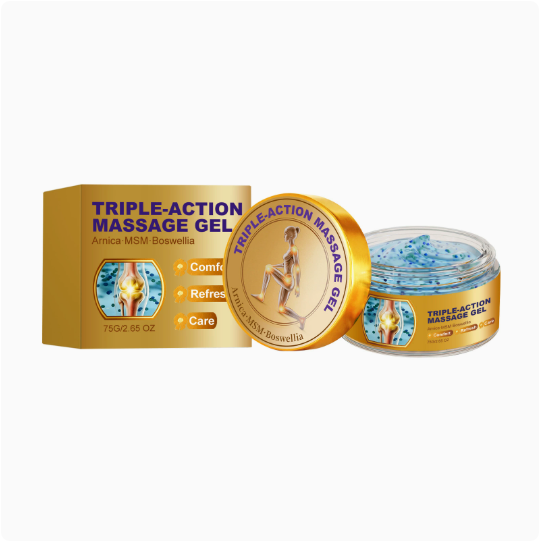 Supplier reference packaging for the 75g cooling massage gel; final Moveno artwork pending
